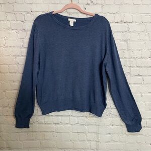 H&M Light Blue Long Sleeve Basic Crewneck Sweater Size: Large